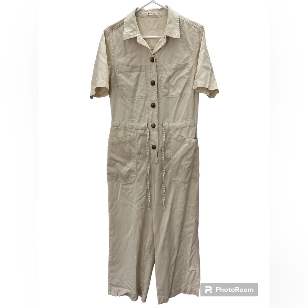 Marine Layer Khaki Button Down Jumpsuit Size Medium